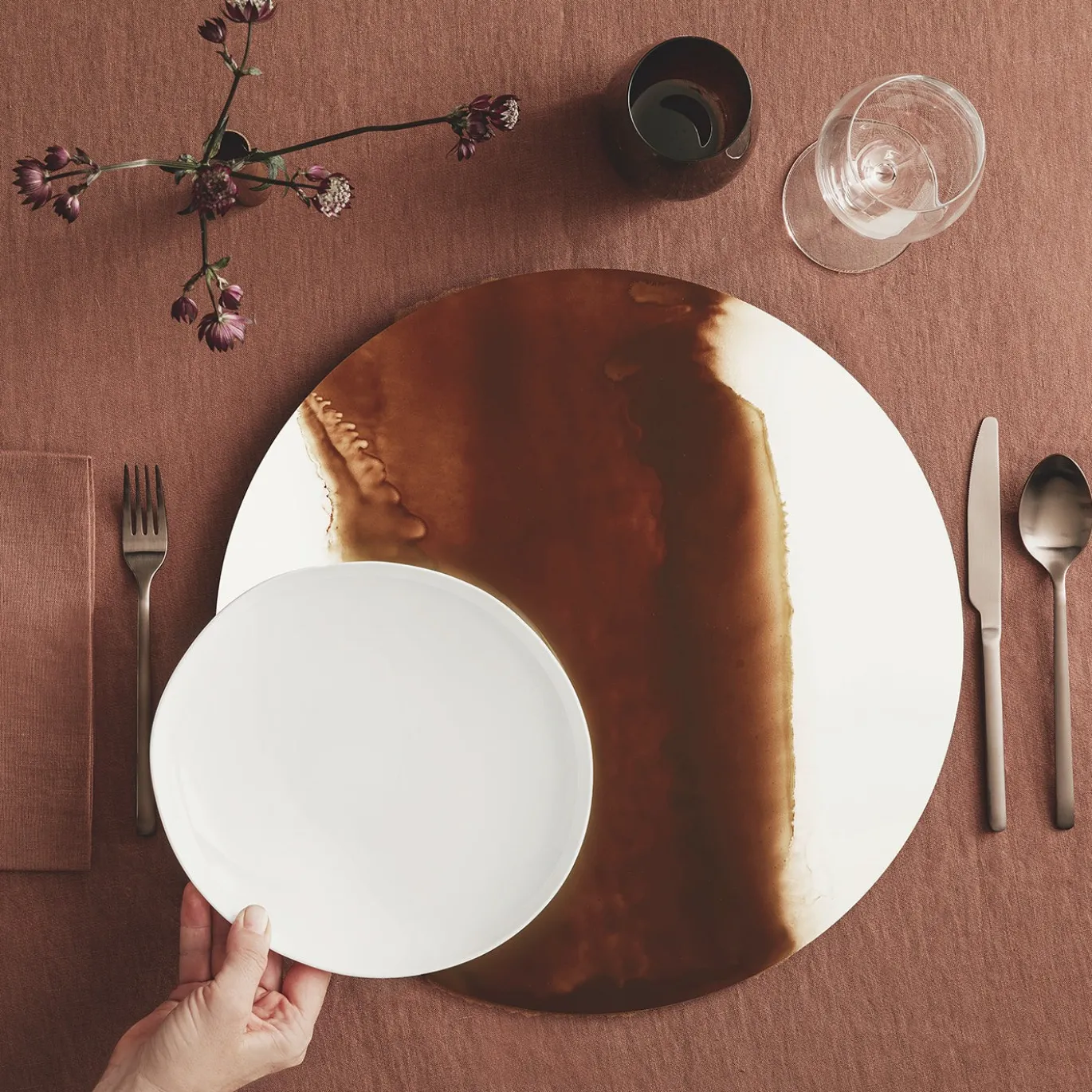 Collezione Inchiostro - Set di 4 Sottopiatti Rotondi Terra