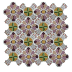Composizione di Piastrelle in Ceramica Multicolore Florin con Motivo Floreale