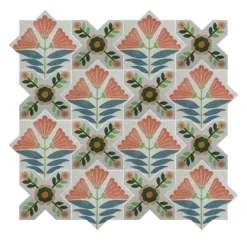 Composizione di Piastrelle in Ceramica Multicolore Armony con Motivo Floreale