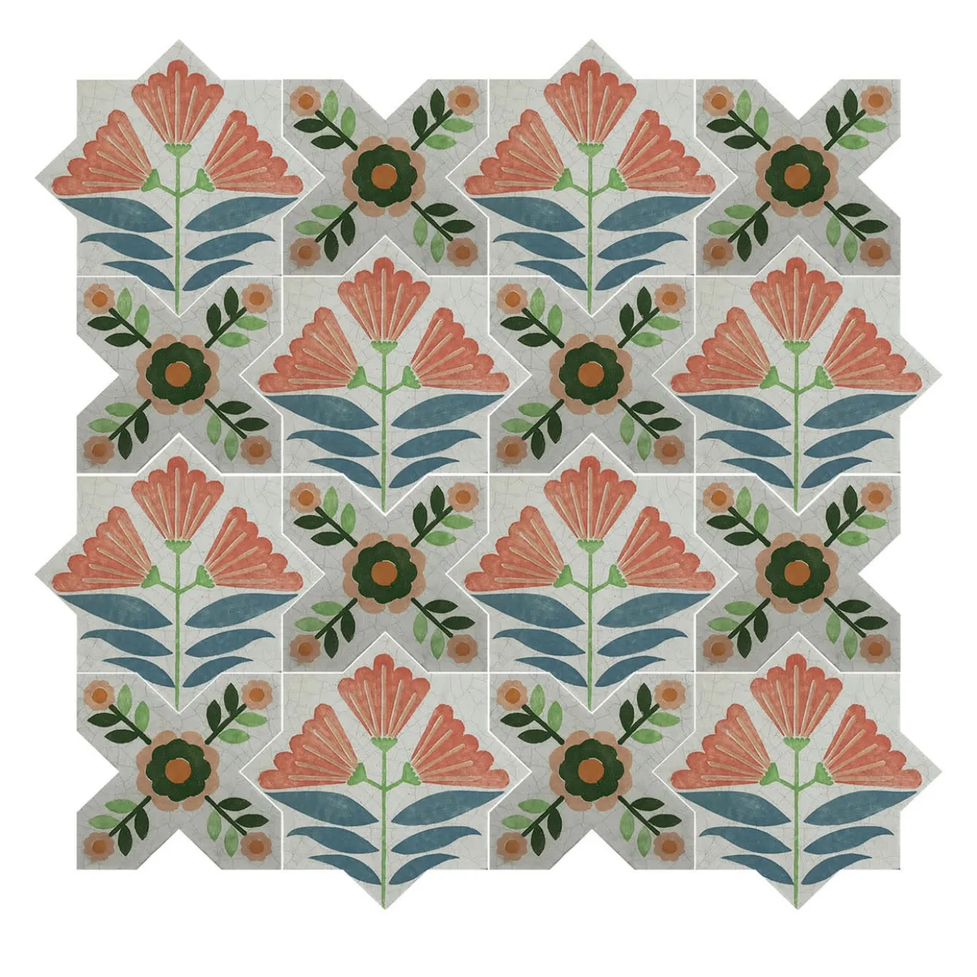 Composizione di Piastrelle in Ceramica Multicolore Armony con Motivo Floreale