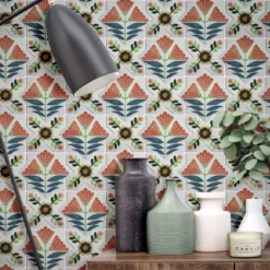 Composizione di Piastrelle in Ceramica Multicolore Armony con Motivo Floreale