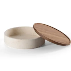 Contenitore medio Pietra L09 in marmo Crema d'Orcia di Piero Lissoni