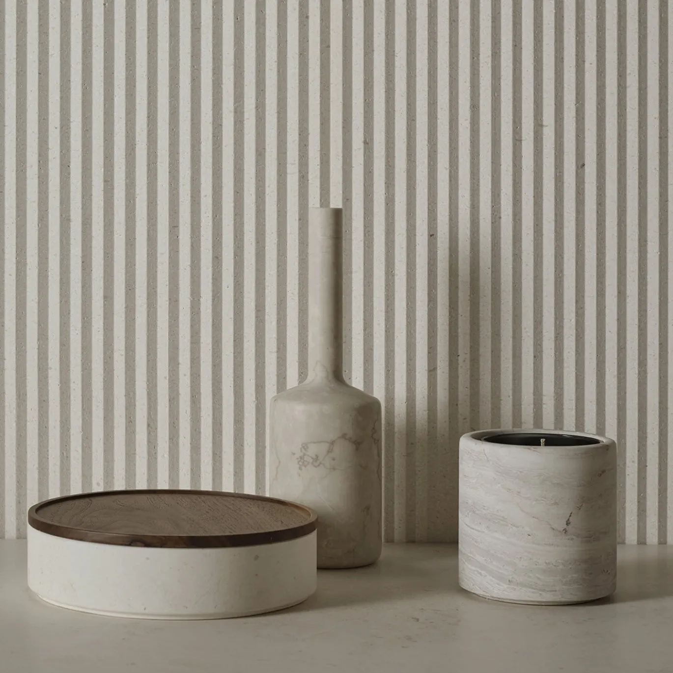 Contenitore medio Pietra L09 in marmo Crema d'Orcia di Piero Lissoni