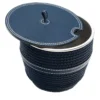 Contenitore per caffè in ecopelle blu con coperchio e inserti in corda