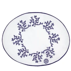 Corallo Blu Set di 2 tovagliette ricamate ovali
