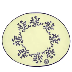 Corallo Blu Set di 2 tovagliette ovali ricamate gialle