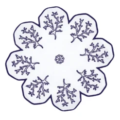 Corallo Blu Set di 2 tovagliette di servizio bianche a forma di fiore