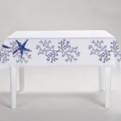 Corallo Blu Tovaglia rettangolare bianca