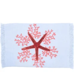 Corallo Rosa Runner azzurro con frange