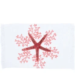 Corallo Rosa Runner bianco con frange