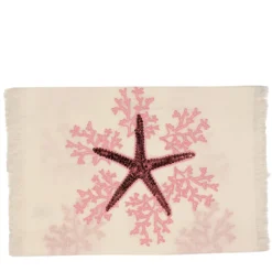 Corallo Rosa, runner con frange color taupe