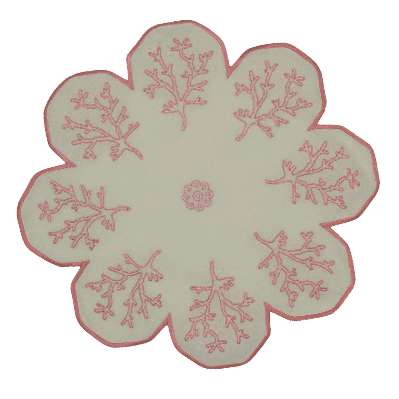 Corallo Rosa Set di 2 tovagliette di servizio a forma di fiore color taupe