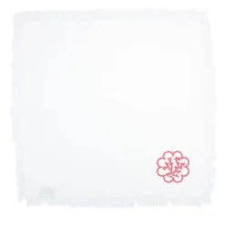 Corallo Rosa Set di 6 tovaglioli bianchi con frange