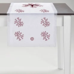 Corallo Rosso Runner bianco con frange