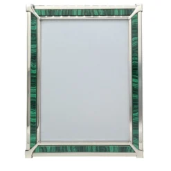 Cornice fotografica in malachite verde e argento