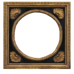 Cornice rotonda in ebano e oro