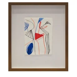 Cotone Multicolor Con Disegno Astratto Triangolo Rosso
