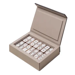 Crosera Scatola da gioco Domino in pelle beige