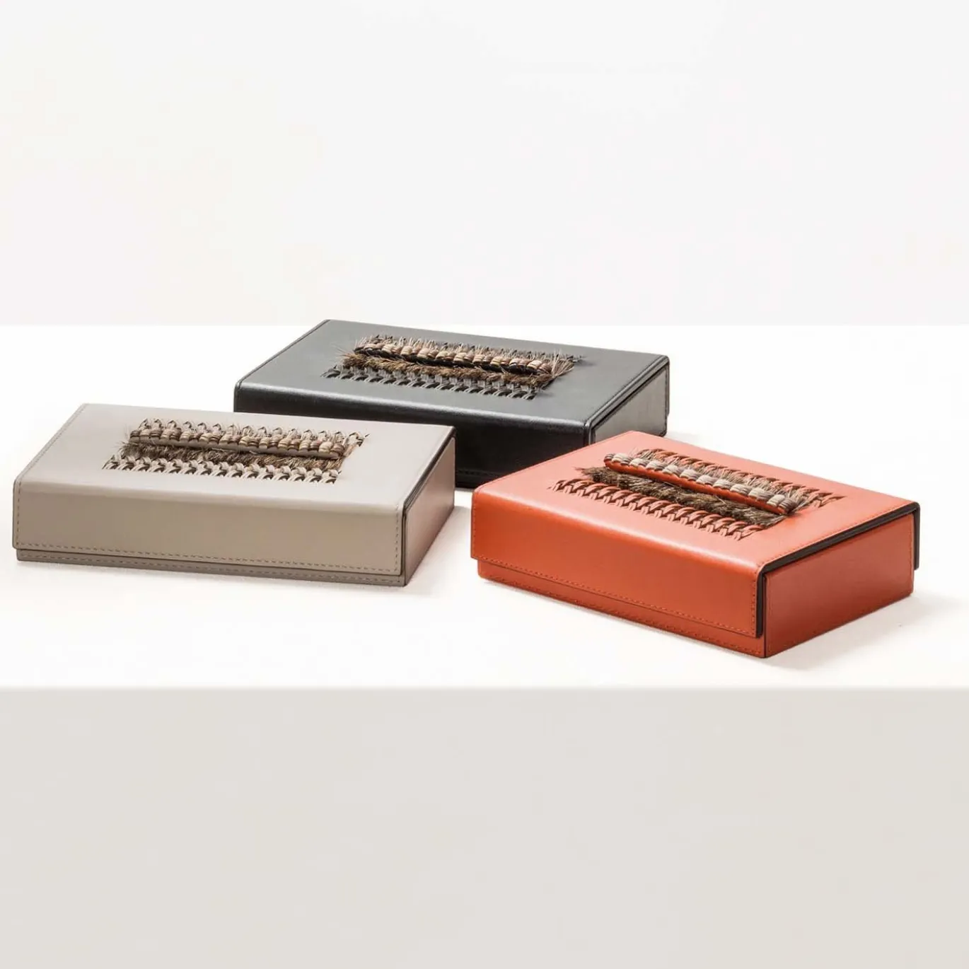 Crosera Scatola da gioco Domino in pelle beige