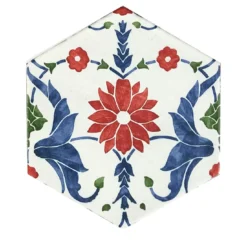 Daamè Set di 28 piastrelle floreali esagonali