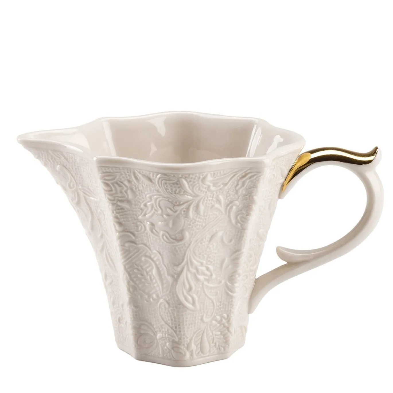 Damasco Caraffa da latte bianca e oro
