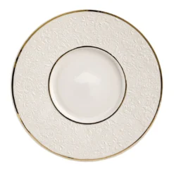 Damasco Gourmet Set di 2 piatti da portata bianchi e oro