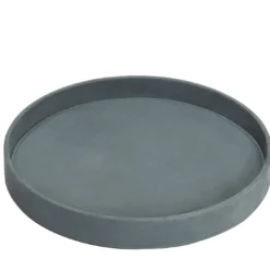 Dama Vassoio rotondo in pelle nabuk blu medio