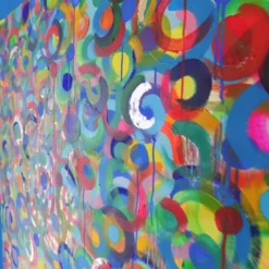 Danza dei colori Pittura acrilica di grandi dimensioni in blu