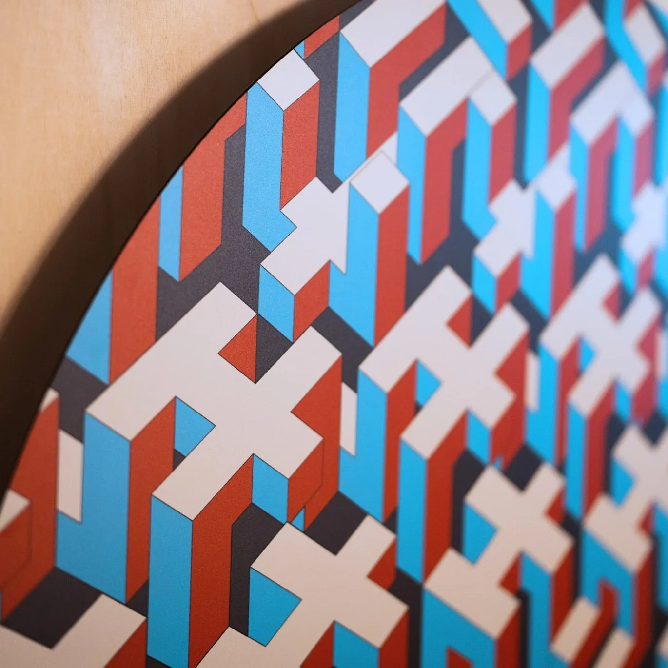 Decorazione murale in tessuto umano blu e rosso