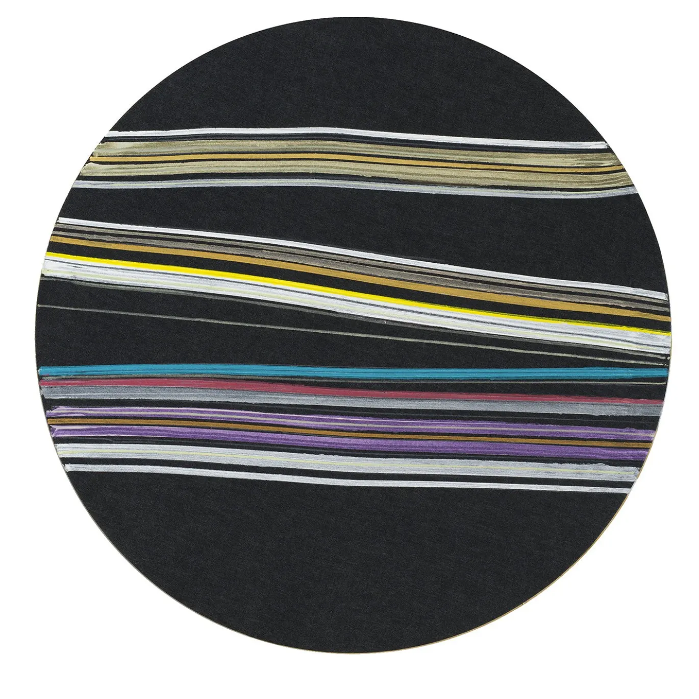 Dipinto astratto rotondo Planet Black