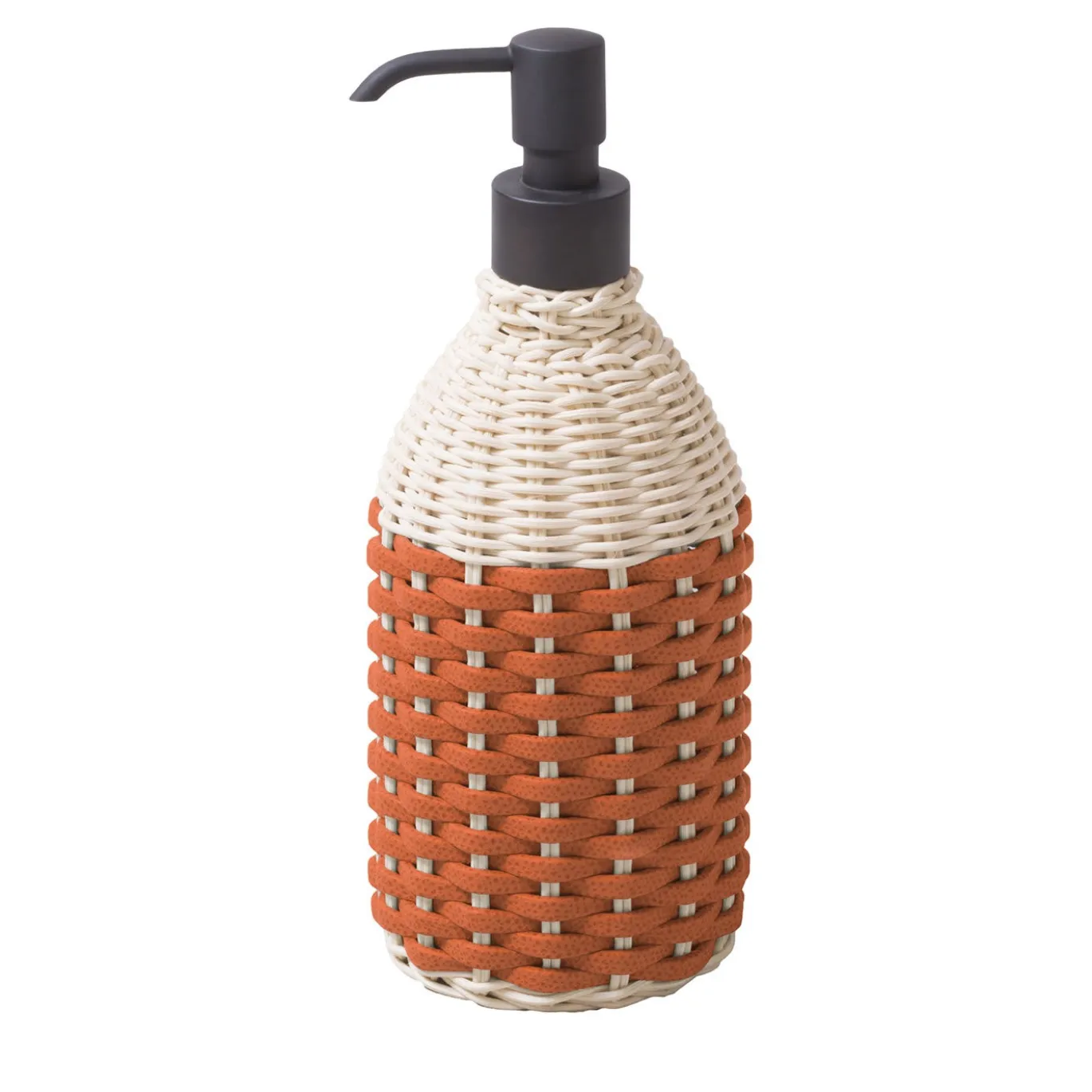 Dispenser manuale di disinfettante per le mani in rattan e pelle di mango