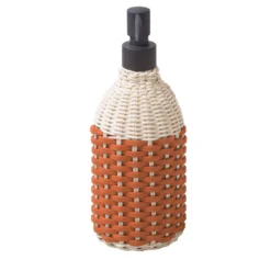 Dispenser manuale di disinfettante per le mani in rattan e pelle di mango