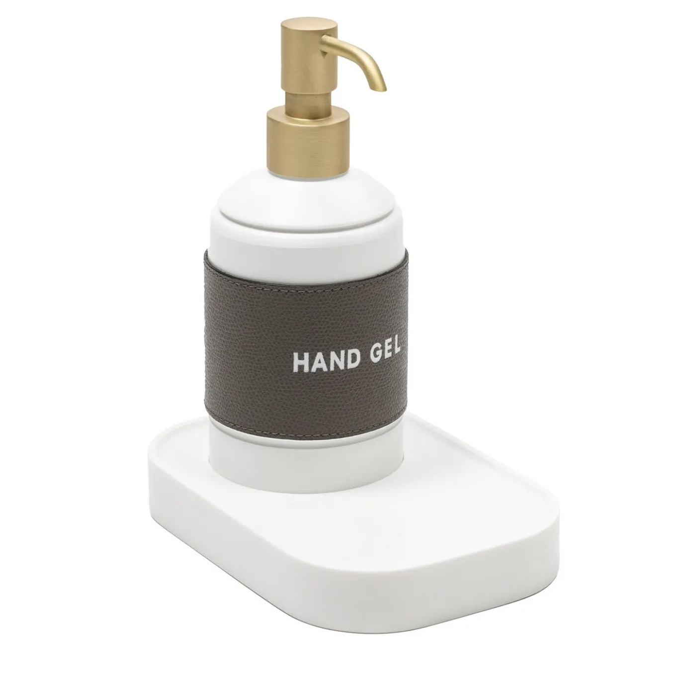 Dispenser manuale di igienizzante per mani in pelle marrone