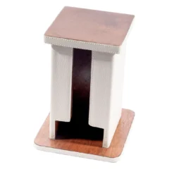 Dispenser per borse in legno e pelle color crema