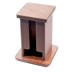 Dispenser per borse in pelle e legno marrone