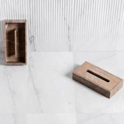 Dispenser per fazzoletti in marmo marrone Stay