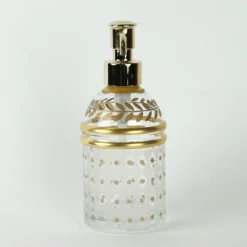 Dispenser per sapone in vetro decorato in oro