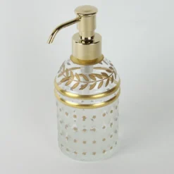 Dispenser per sapone in vetro decorato in oro