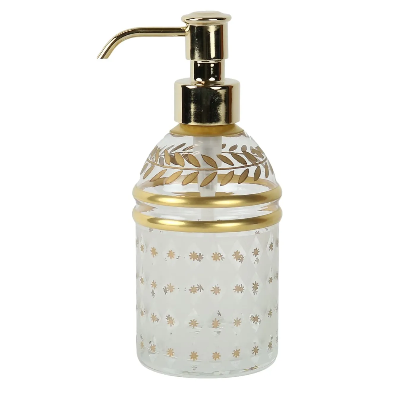 Dispenser per sapone in vetro decorato in oro