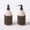 Dispenser per sapone Rouen Mocha in pelle e rattan