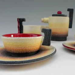 Diulgheroff Set da tè in ceramica futurista per due persone