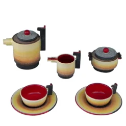 Diulgheroff Set da tè in ceramica futurista per due persone