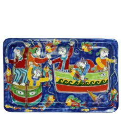 DS Vassoio rettangolare in ceramica Pescatori #1