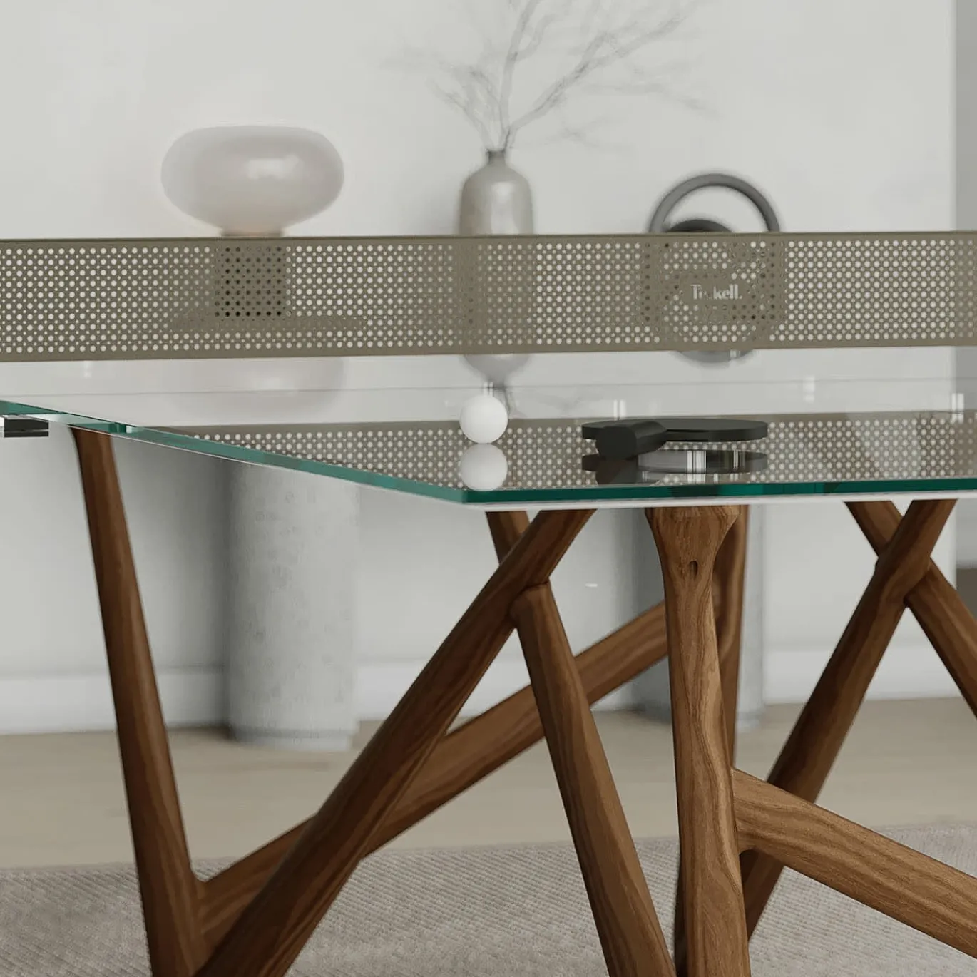 Effetto 71 Tavolo da Ping Pong e Pranzo in Noce e Vetro