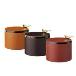 Elegante scatola in pelle color cognac