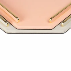 Este vassoio ottagonale in pelle rosa