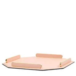 Este vassoio ottagonale in pelle rosa