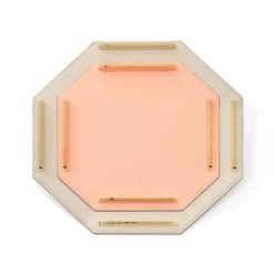 Este vassoio ottagonale in pelle rosa