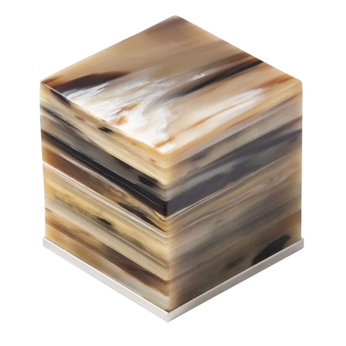 Fermacarte Cubo in Corno Marrone