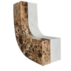 Fermalibri Virgola in Marmo Emperador Scuro e Marmo di Carrara Bianco